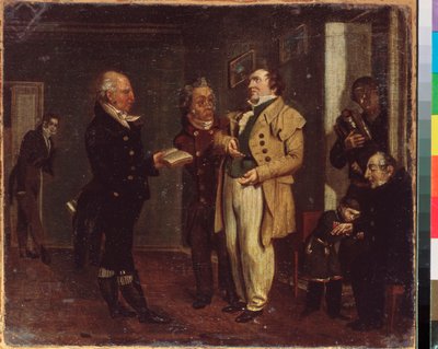 Prens Vasily Khovansky (1755-1830) ve bir şakacı. Bir Rus ustanın tablosu, tuval üzerine yağlıboya, 19. yüzyıl başı. Devlet Tretyakov Galerisi, Moskova. by School Russian