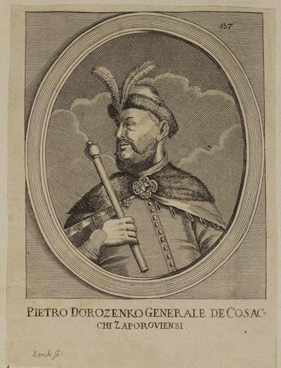 Petro Dorofeyevych Doroshenko, Sağ Banka Ukrayna Hetman (gravür) by School Russian