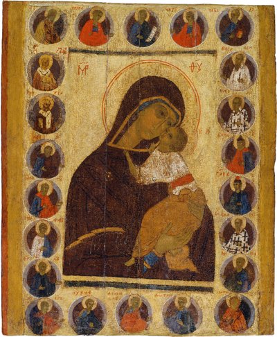 Rus simgesi : Seçilmiş Azizler ile Hassasiyetimizin Leydisi. Panelde Tempera, 15. Yüzyılın İkinci Yarısı, Tarih ve Sanat Müzesi, Suzdal by School Russian