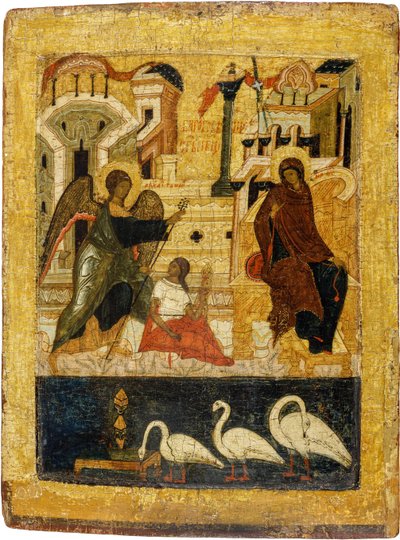 Rus simgesi : Müjde. Panelde Tempera, 16. Yüzyılın Ortası, Tarih ve Sanat Müzesi, Suzdal by School Russian
