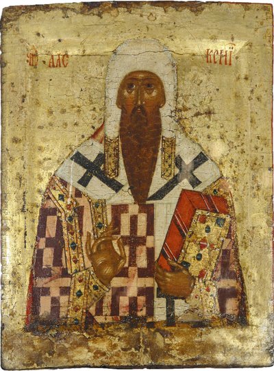 Aziz Alexis, metropolit de Moscou (1292-1378) - Rus ikonu: Aziz Metropolit Alexius. Panelde Tempera, 15. Yüzyılın İkinci Yarısı, Tarih ve Sanat Müzesi, Suzdal by School Russian