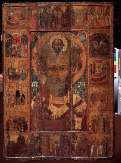Saint Nicolas de Myre ou de Bari, en iyi sahneler (Saint Nicholas, Hayatının Sahneleri ile). Rus ikonu, ahşap üzerine tempera, 15. yüzyılın başları, Yaroslavl