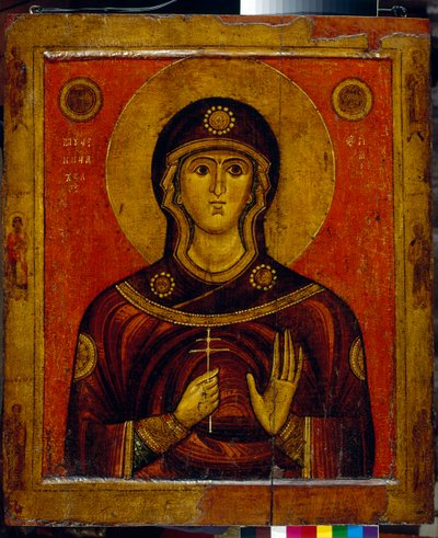 Nicomedia Aziz Juliana (4. yüzyılın başlarında) (Aziz Juliana) - Novgorod geleneğinin simgesi (Rusya), ahşap üzerine tempera, 13. yüzyılın başlarında - Devlet Tretyakov Galerisi, Moskova by School Russian