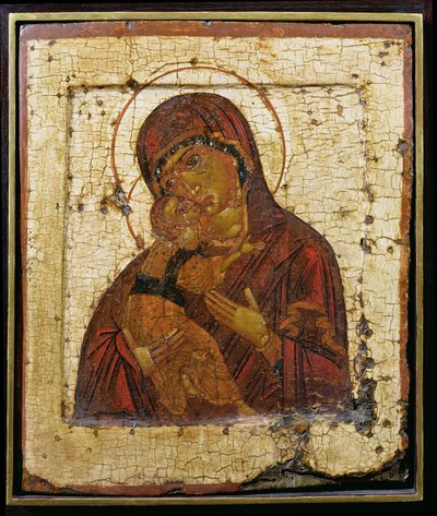Vladimir Tanrısının Annesi, Rus ikonu, Pskov Okulu, 15. yüzyıl sonları (panelde tempera) by School Russian
