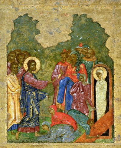 Lazarus'un Yükselişi, Novgorod Okulu by School Russian