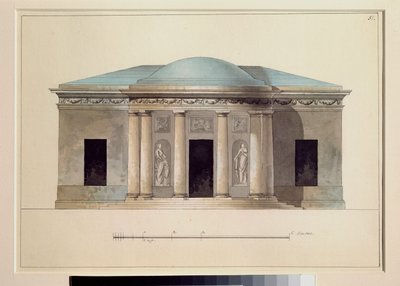 Bir konser salonu. Bir Rus ustanın eseri, kağıt üzerine suluboya, 1826 dolaylarında. Devlet Açık Hava Müzesi Tsarkoye Selo, Saint Petersburg. by School Russian