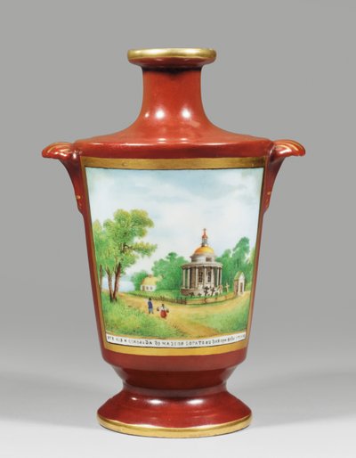 Zaporozhian bir kazağı tasvir eden vazo, 1825 dolayları (porselen) by School Russian