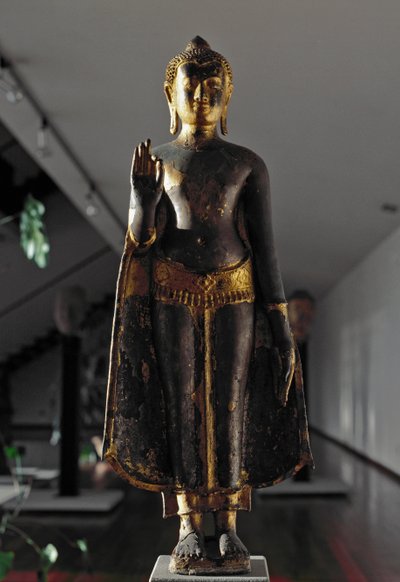 Lopburi stili: abhyamudra buddha (heykel by School Siamese