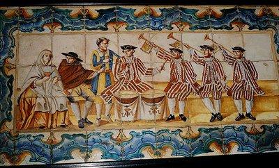 Trompetçileri ve davulcuyu tasvir eden Azulejos çinileri (seramik) by School Spanish