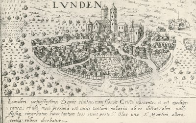 Lund kasabası, İsveç (gravür) by School Swedish