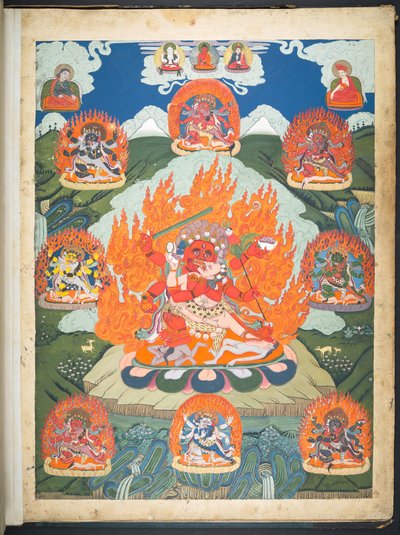 Ekle. Veya. 3047  Tibetli bir sanatçının Tibet tanrılarını tasvir eden 12 çiziminden biri, muhtemelen Lhasa