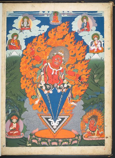 Ekle. Veya. 3052  Tibetli bir sanatçının Tibet tanrılarını tasvir eden 12 çiziminden biri, muhtemelen Lhasa