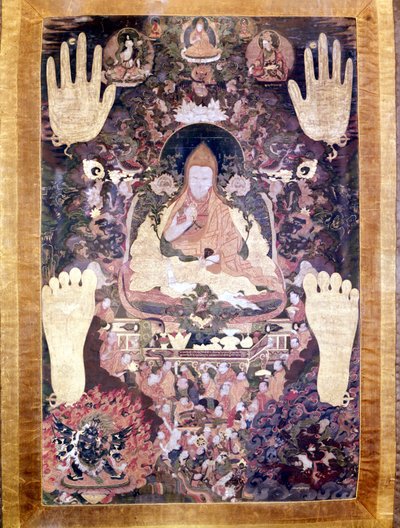 Blo Bzang Rgya ktso, beşinci Dalai Lama, tarihin en ünlü ve en önemli kişisi. Tibet Thai-ka, Guimet Müzesi, Paris by School Tibetan