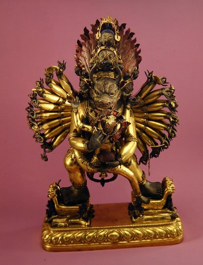 Dharmapala (altın bronz) by School Tibetan