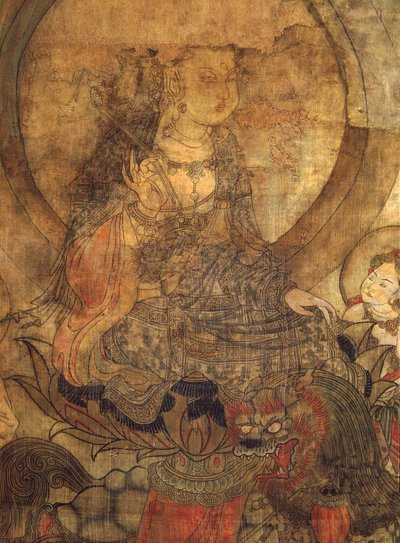 Tibet kültürü: Manjushri (manjusri). İpek üzerine mürekkep, ebat : 96x60 by School Tibetan