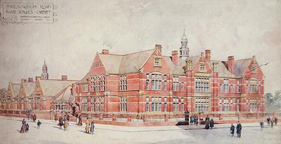Marlborough Road Board Schools, Cardiff, yirminci yüzyılın başları (renkli taş) by School Welsh