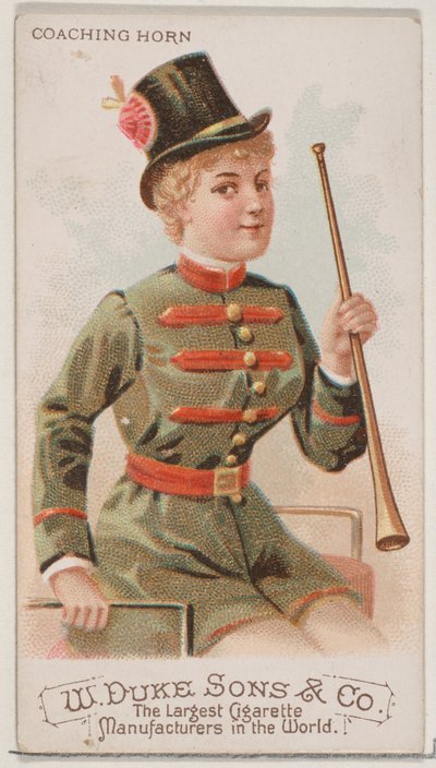 Duke marka sigaralar için Musical Instruments N82 serisinden Koçluk Kornası, 1888., 1888. by Schumacher and Ettlinger