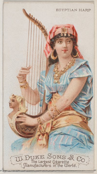 Duke marka sigaralar için Musical Instruments N82 serisinden Mısır Arp, 1888., 1888. by Schumacher and Ettlinger
