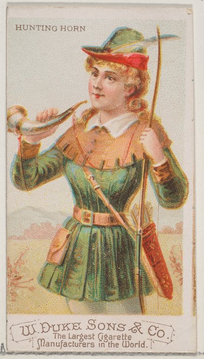 Duke marka sigaralar için Musical Instruments N82 serisinden Hunting Horn, 1888., 1888. by Schumacher and Ettlinger