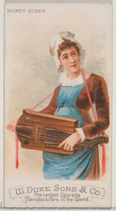 Hurdy Gurdy, Duke marka sigaralar için Musical Instruments N82 serisinden, 1888., 1888. by Schumacher and Ettlinger