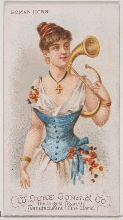 Duke marka sigaralar için Musical Instruments N82 serisinden Roman Horn, 1888., 1888. by Schumacher and Ettlinger