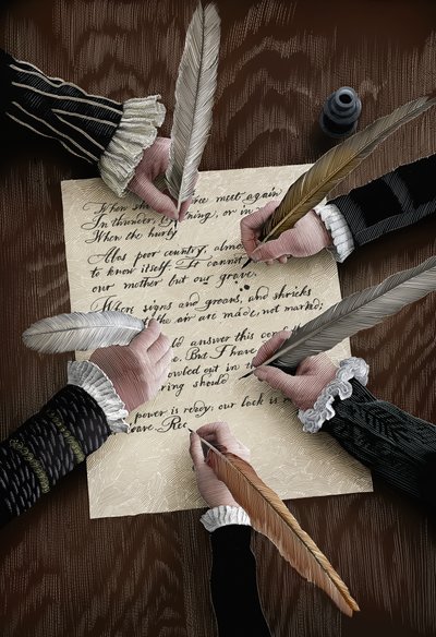 Equivocation, 2015 (karalama tahtası, dijital olarak renklendirilmiş) by Scott McKowen