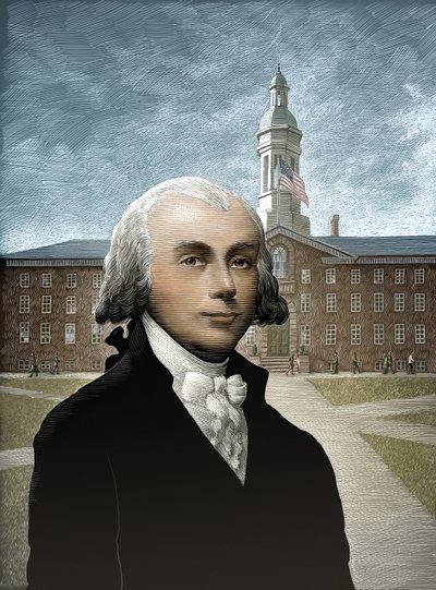James Madison, 2008 (karalama tahtası, dijital olarak renklendirilmiş) by Scott McKowen