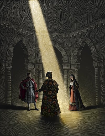 Nathan the Wise, 2008 (karalama tahtası, dijital olarak renklendirilmiş) by Scott McKowen