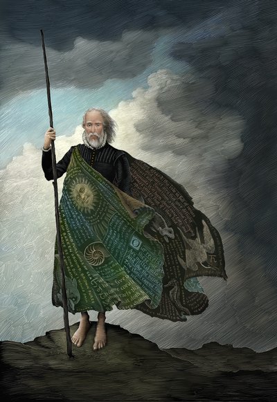 Prospero, 2014 (karalama tahtası, dijital olarak renklendirilmiş) by Scott McKowen