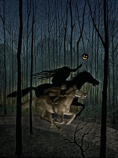 The Legend of Sleepy Hollow, 2012 (karalama tahtası, dijital olarak renklendirilmiş) by Scott McKowen