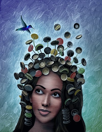 Titania, 2017 (karalama tahtası, dijital olarak renklendirilmiş) by Scott McKowen