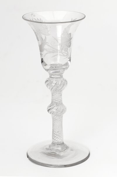 Gravür Jacobite airtwist içme bardağı, c.1760 (cam) by Scottish School