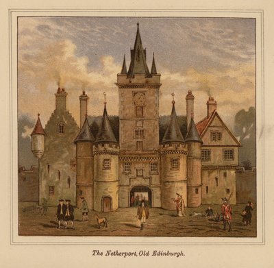The Netherport, Eski Edinburgh (renkli taşbaskı) by Scottish School