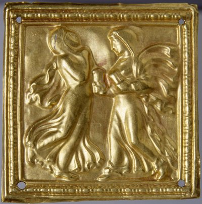 Art des steppes - İskit Sanatı : Dansçılı kare plaket. Altın, boyut : H 4,7, MÖ 4. yüzyıl, Devlet İnziva Yeri, St. Petersburg by Scythian