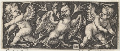 İki Cin tarafından Kuşanılan Kartallı Yatay Panel, 1544. by Sebald Beham