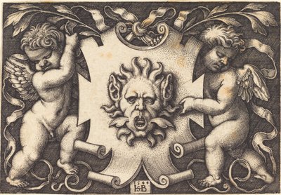 İki Cin Tarafından Tutulan Maske by Sebald Beham