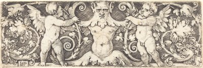 İki Cin Arasında Yarım Erkek Figürlü Süsleme by Sebald Beham