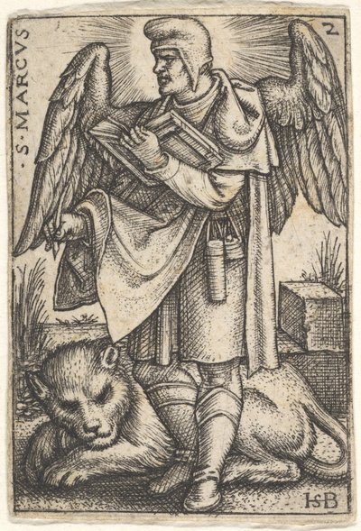 Levha 2: Aziz Mark, başı profilden sola dönük, sağında açık bir kitapla..., 1541. by Sebald Beham
