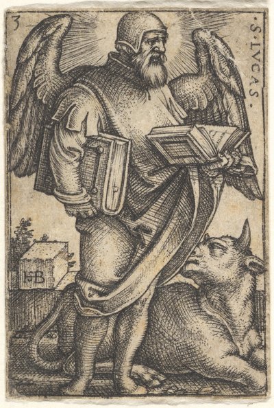 Levha 3: Aziz Luka, başı profilden sağa dönük, her iki elinde birer kitap, b..., 1541. by Sebald Beham