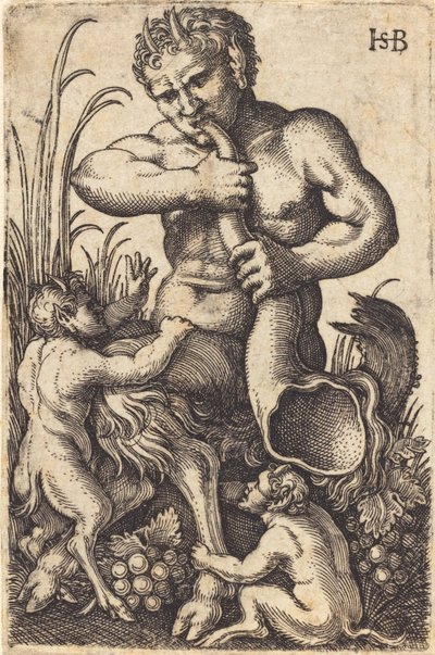 Korna üfleyen satir by Sebald Beham