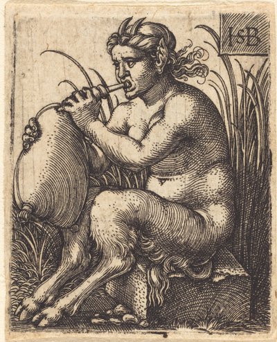 Gayda Oynayan Satyr Kadın by Sebald Beham