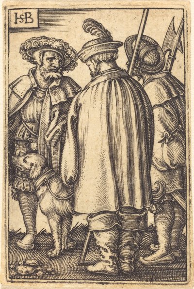 Üç Asker ve Bir Köpek by Sebald Beham