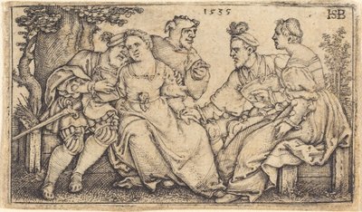 Palyaço ile iki sevgi dolu çift by Sebald Beham