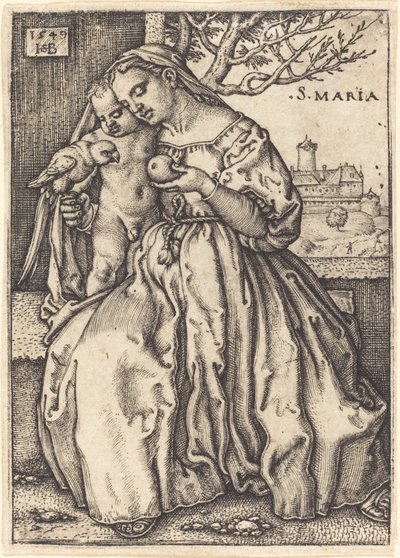 Papağanlı Bakire ve Çocuk by Sebald Beham