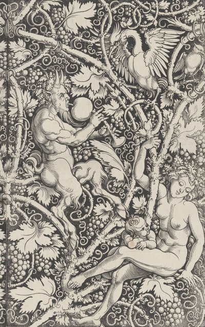 Satyr Ailesi ile duvar kağıdı, 1515. by Sebald Beham