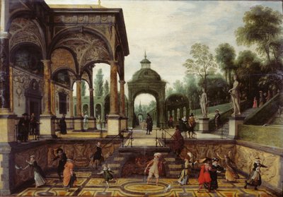 Galerili ve figürlü İtalyan bahçesi, 17. yüzyılın ilk üçte biri.. by Sebastiaen Vrancx