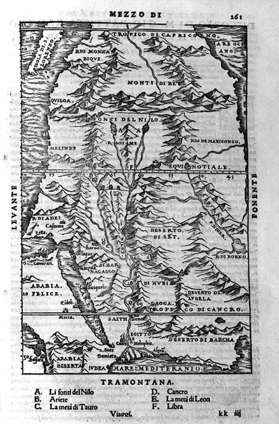 La Course du Nile - Sebastiano Munster tarafından “” Cosmographia”da by Sebastian Munster