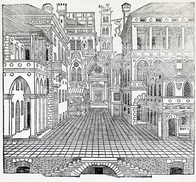 Sihirli sahne, Sebastiano Serlio (1475-1554) tarafından tiyatro sahnesi tasarımı, Treatise on Architecture, Kitap II