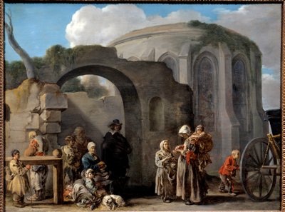 Les dilenci tablosu Sebastien Bourdon (1616-1671) 17. yüzyıl Güneşi. 0,49x0,65 m by Sébastien Bourdon