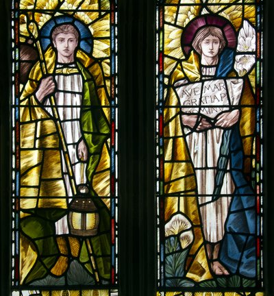 Mortehoe, St Mary, Heaton Butler & Bayne, Selwyn Image, Başmelekler St Raphael & St Gabriel, c.1890 by Selwyn Image Selwyn Image